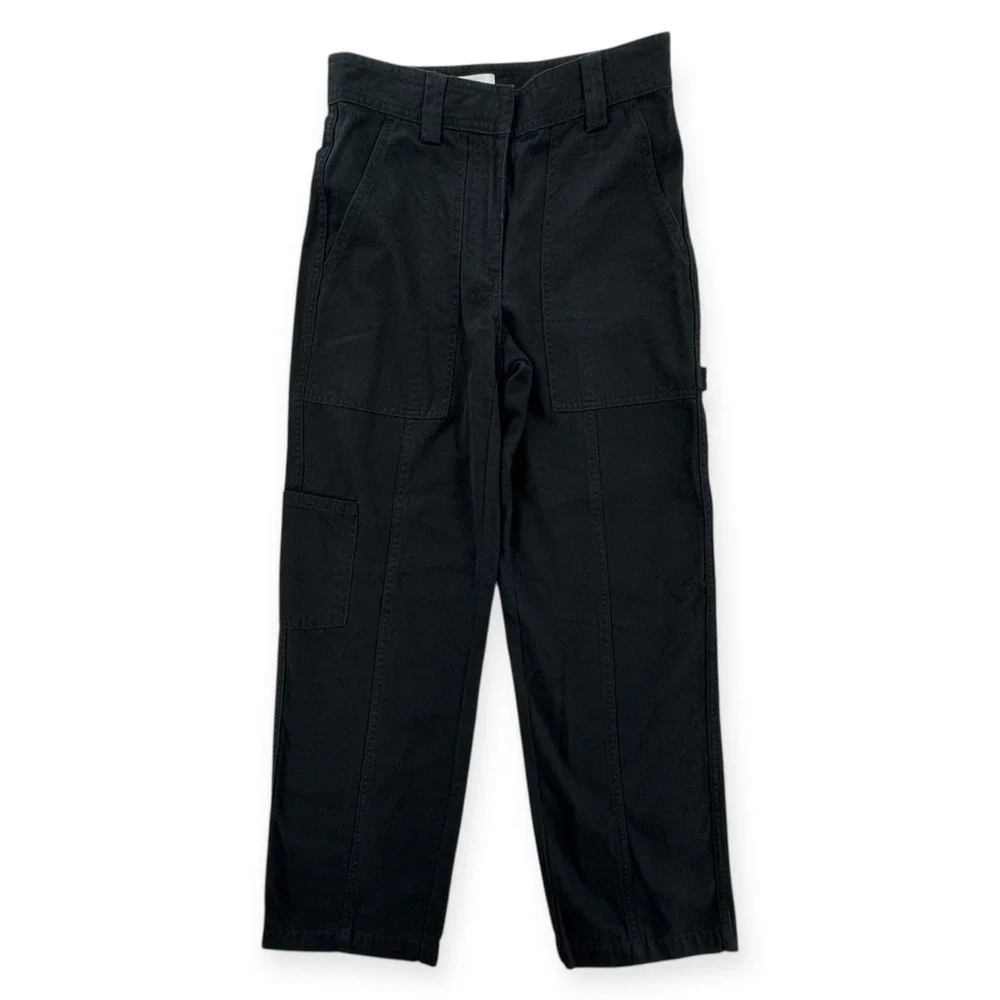 Aritzia Sunday‎ Best Cargo Pants Womens 4 Black Organic Cotton Utility High Rise